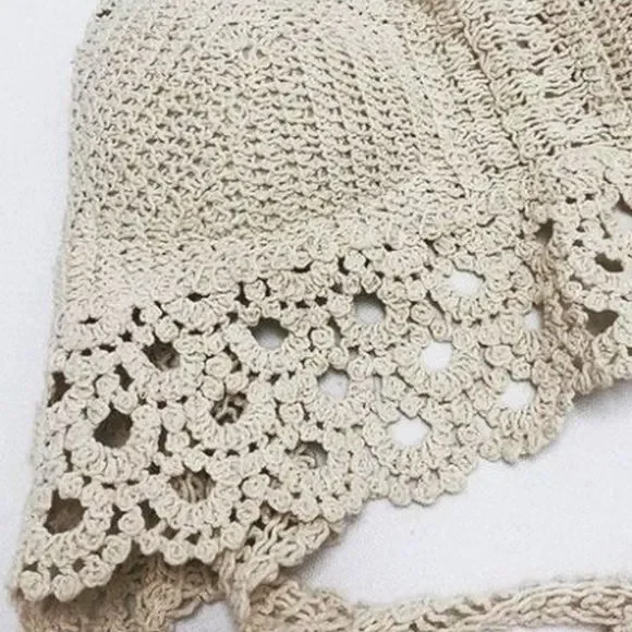 Bohemian Crochet Padded Bra Halter Crop Top - STYLE #2 - Picture 4 of 5